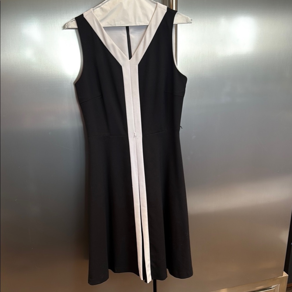 Calvin Klein Black and White Sleeveless Sheath Dress
